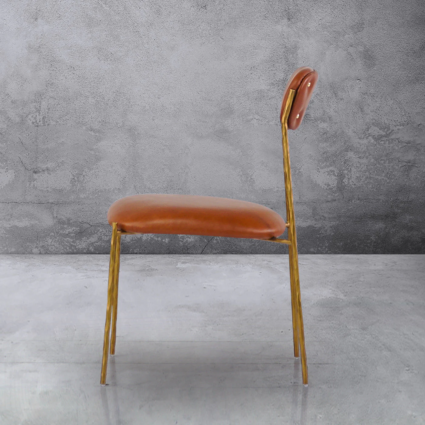 Hand-Forged Metal Genuine Leather Dining Chair - Image 3