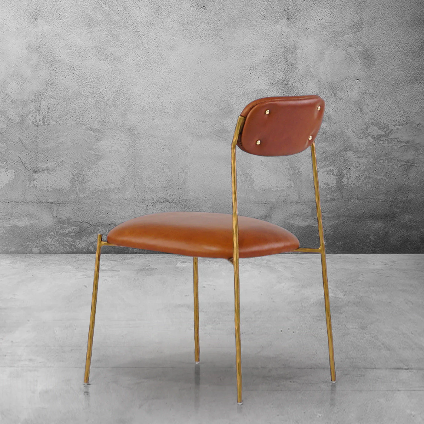 Hand-Forged Metal Genuine Leather Dining Chair - Image 4