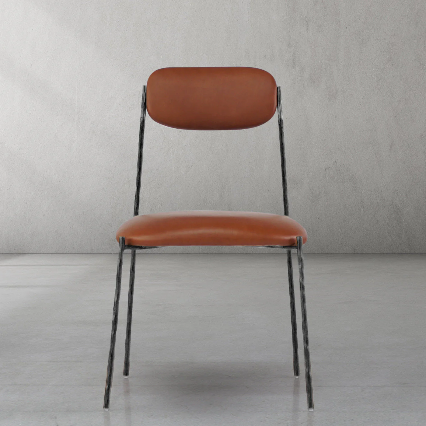 Hand-Forged Metal Genuine Leather Dining Chair - Image 7
