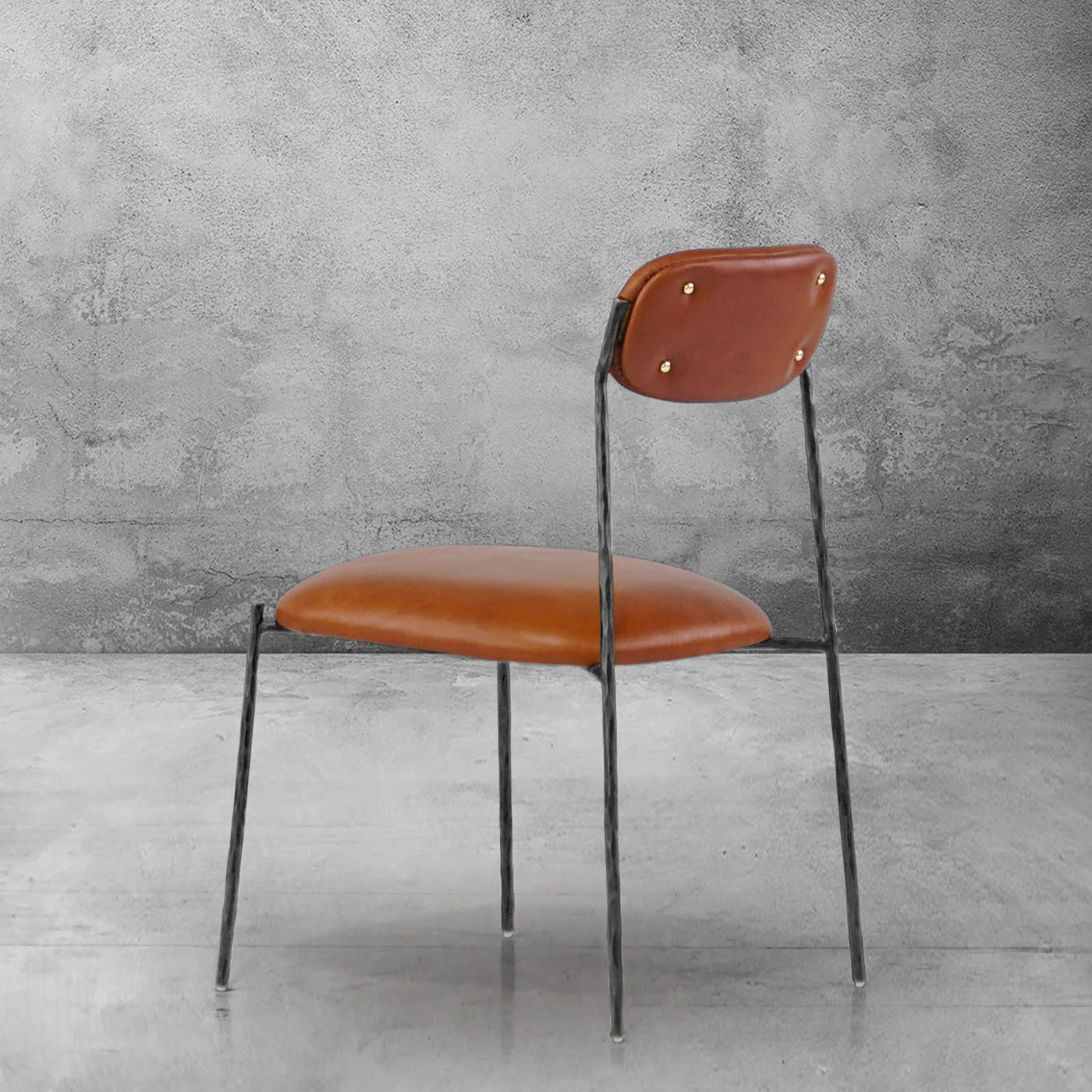 Hand-Forged Metal Genuine Leather Dining Chair - Image 9