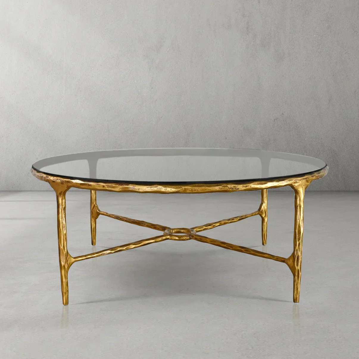 Hand-Forged Metal Glass Round Coffee Table 36" 55" - Image 13