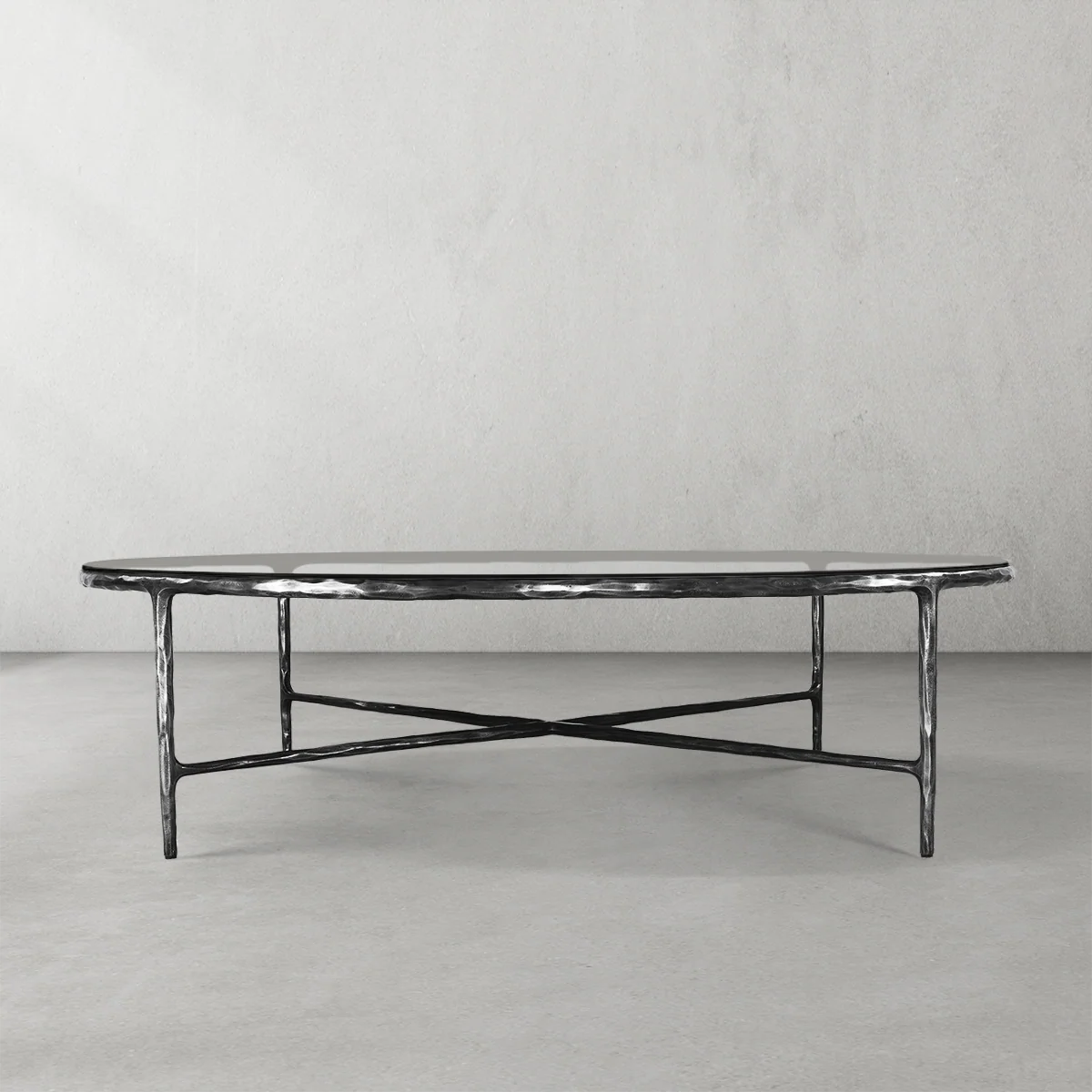 Hand-Forged Metal Glass Round Coffee Table 36" 55" - Image 17