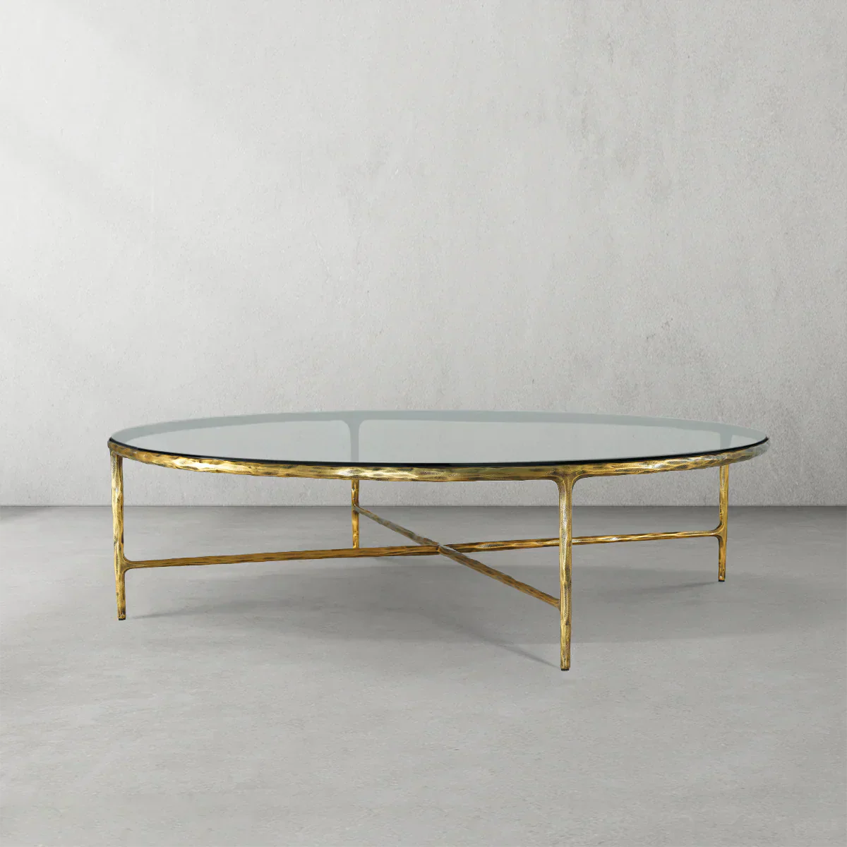 Hand-Forged Metal Glass Round Coffee Table 36" 55" - Image 4