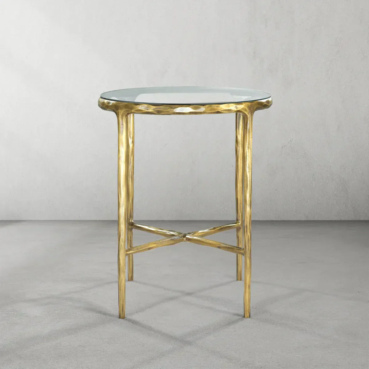 Hand-Forged Metal Glass Round Side Table 18" 22" - Image 10
