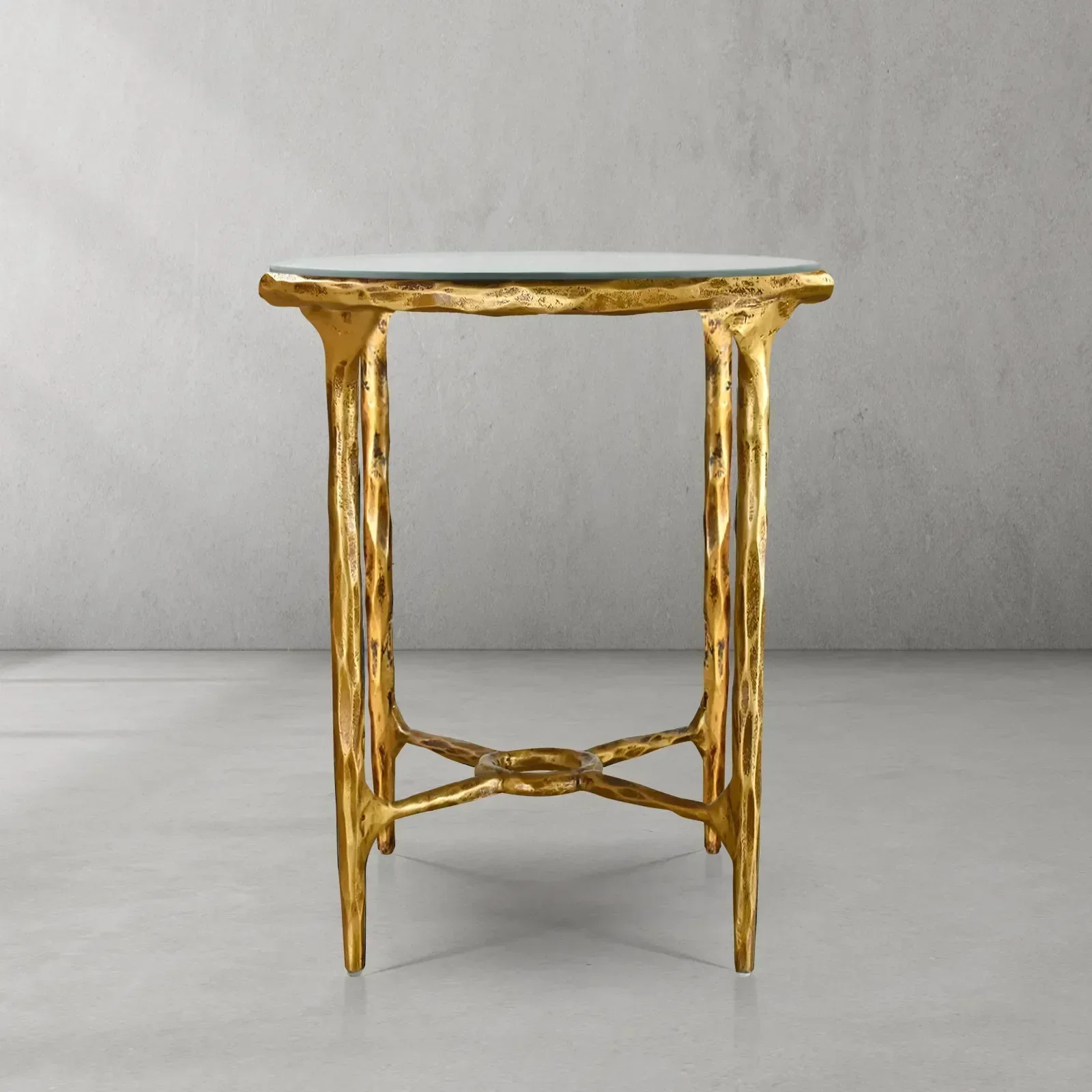 Hand-Forged Metal Glass Round Side Table 18" 22" - Image 11