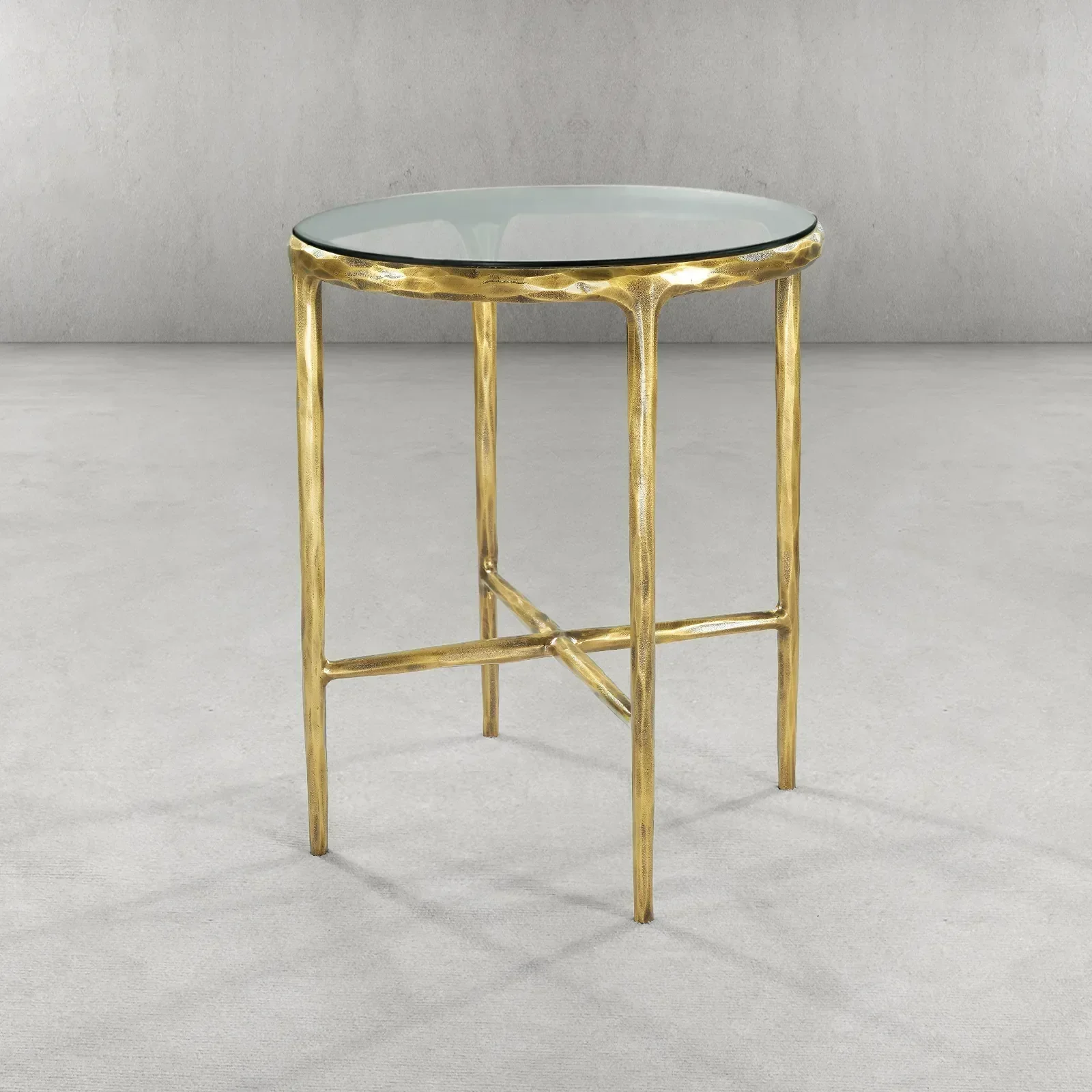 Hand-Forged Metal Glass Round Side Table 18" 22" - Image 20