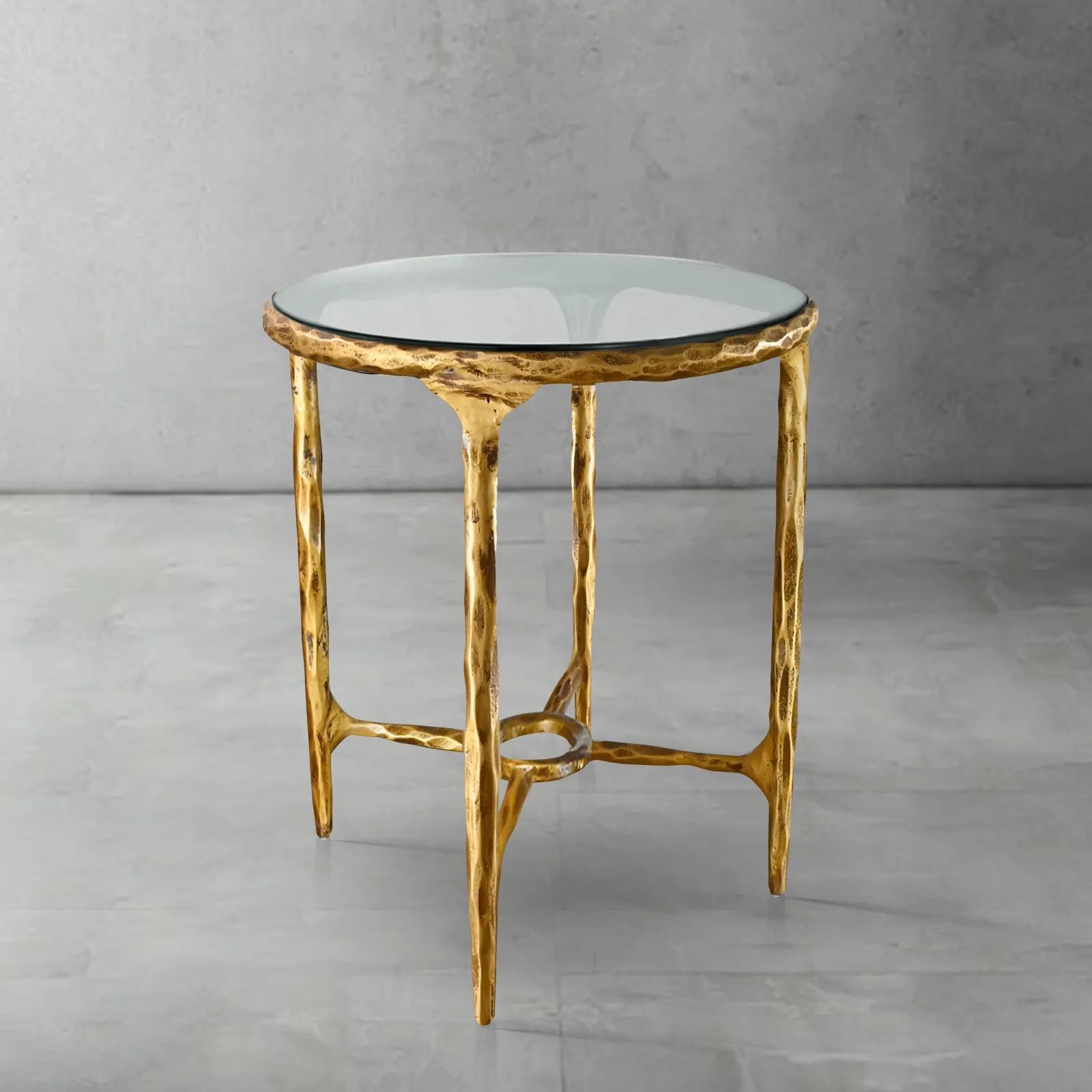 Hand-Forged Metal Glass Round Side Table 18" 22" - Image 21
