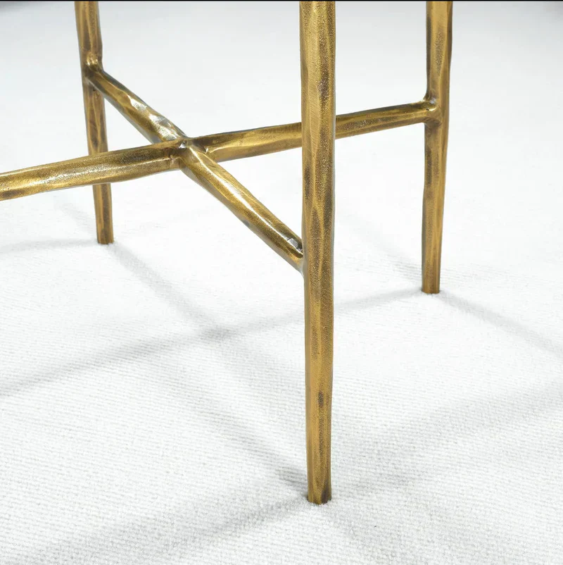 Hand-Forged Metal Glass Round Side Table 3 Leg 24"D - Image 4