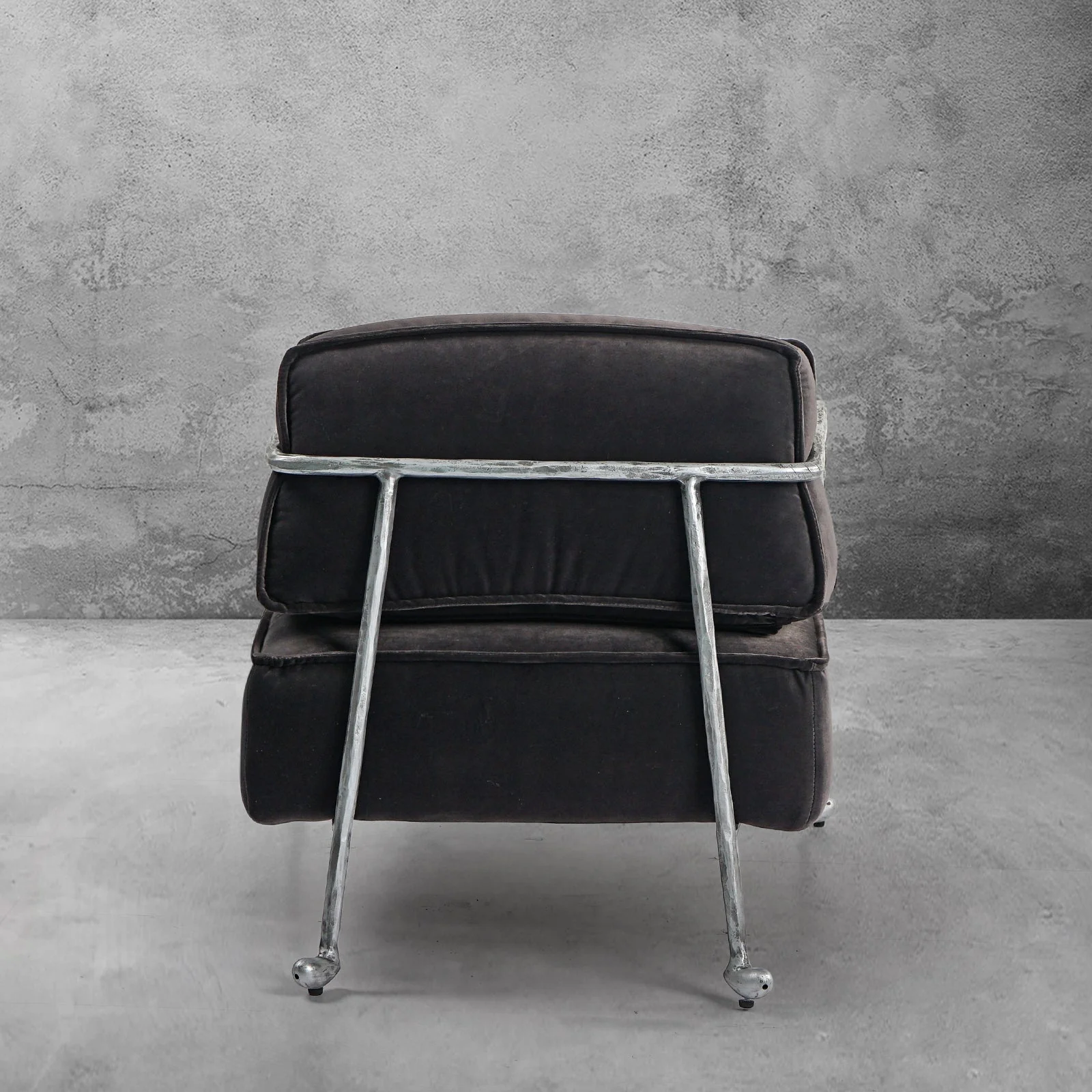 Hand-Forged Metal Gray Velvet Armchair - Image 19
