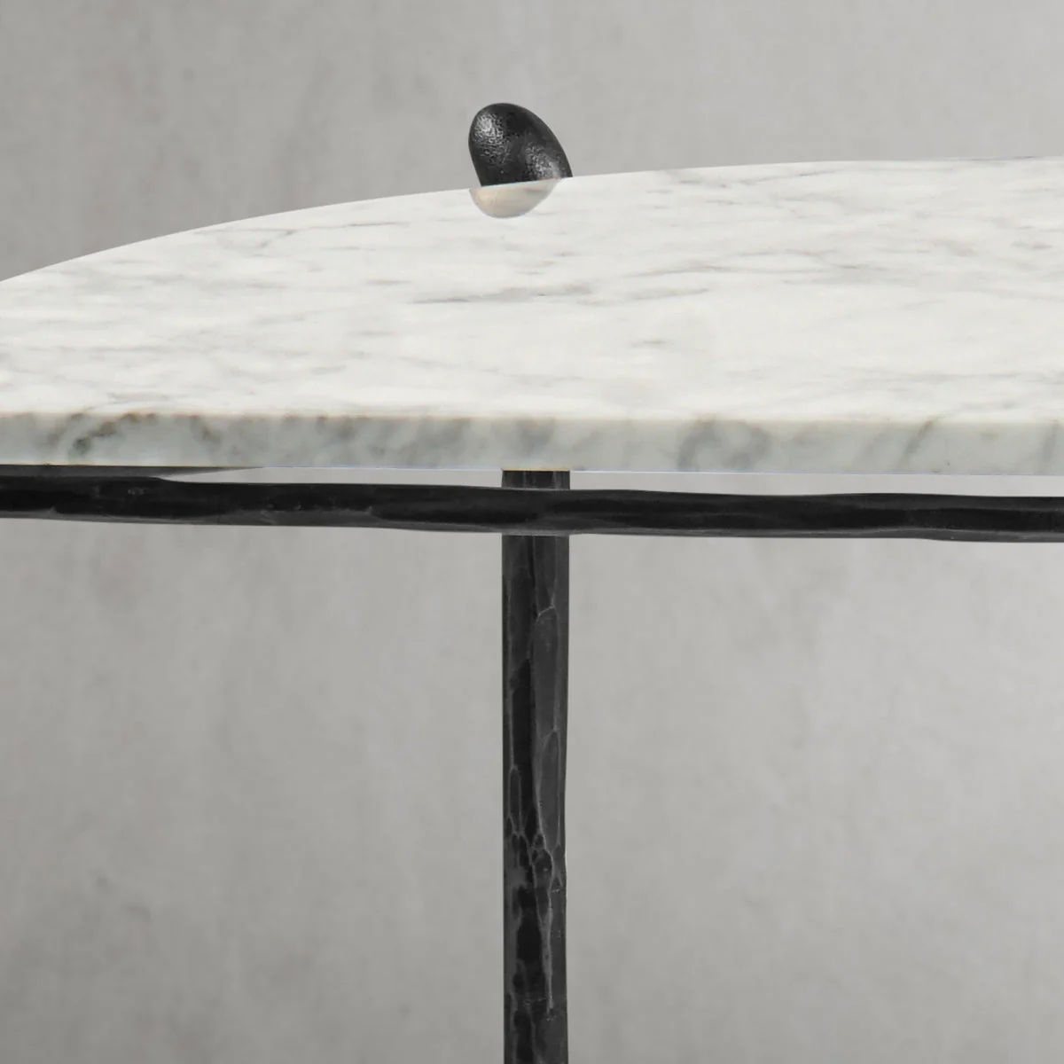 Hand-Forged Metal Horn Semi-Circle Marble Console Table - Image 12