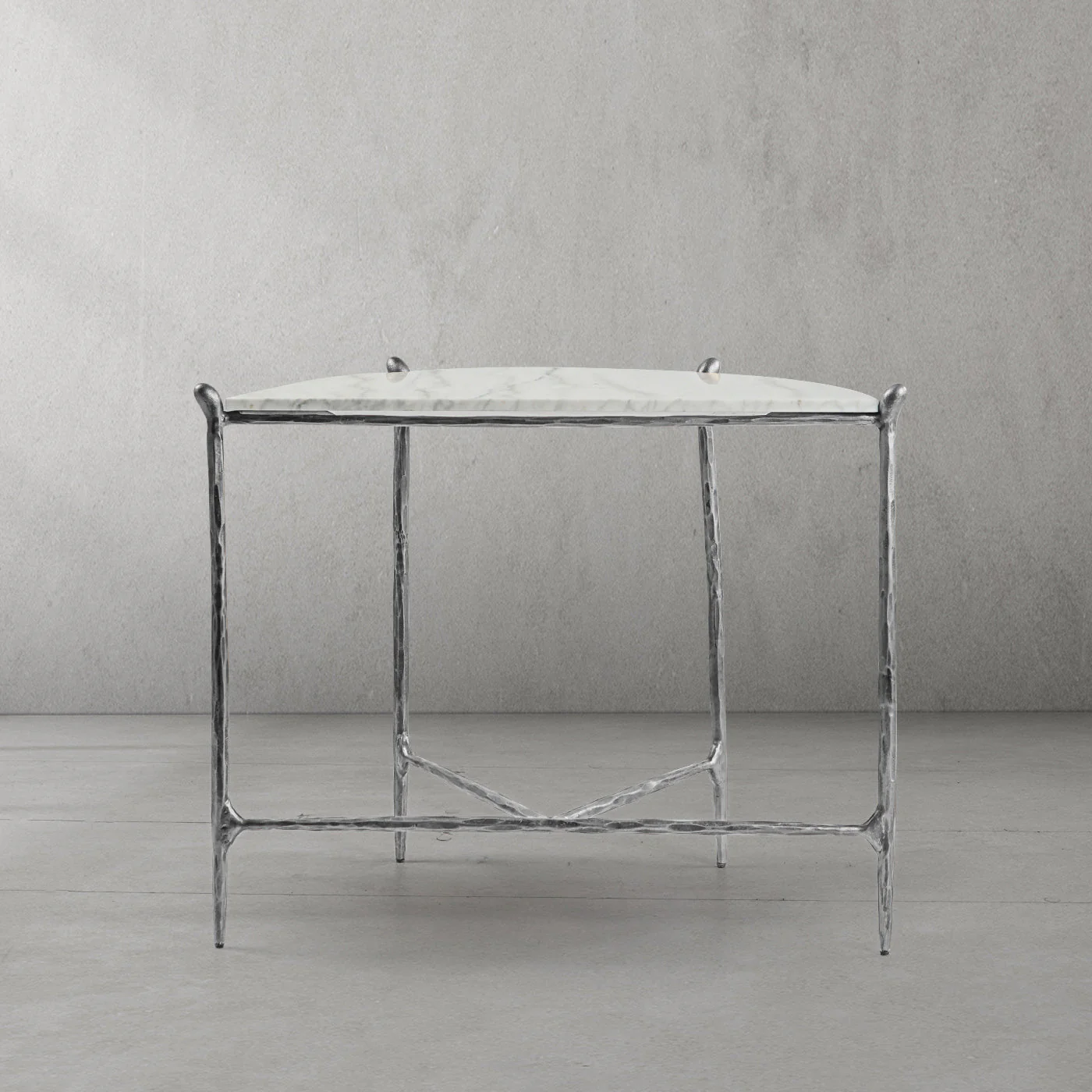 Hand-Forged Metal Horn Semi-Circle Marble Console Table - Image 13