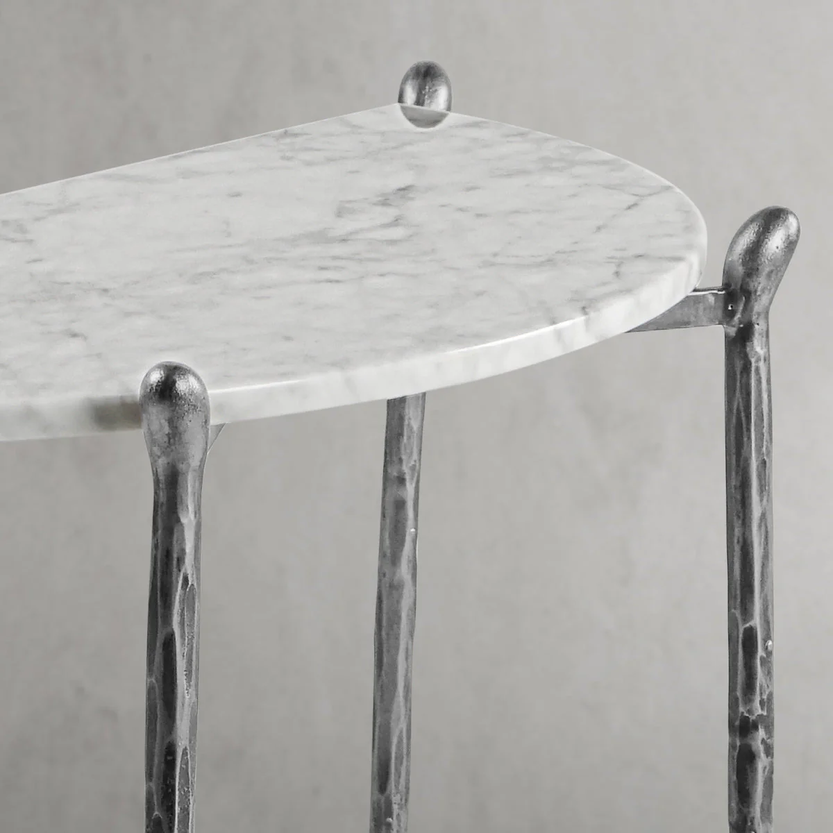 Hand-Forged Metal Horn Semi-Circle Marble Console Table - Image 17