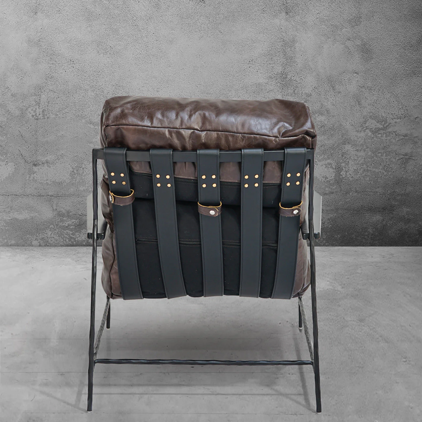 Hand-Forged Metal Leather Armchair - Image 5