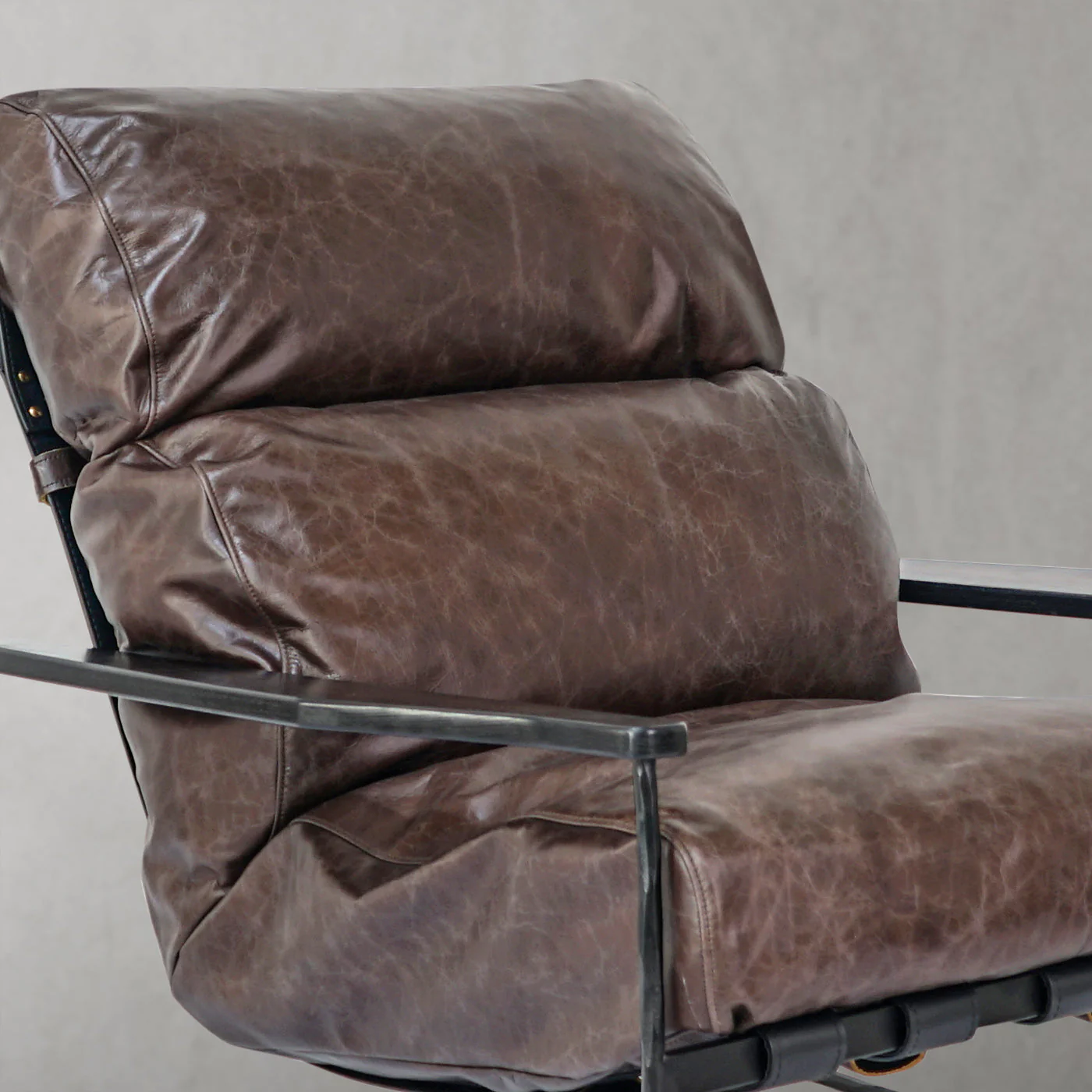 Hand-Forged Metal Leather Armchair - Image 6