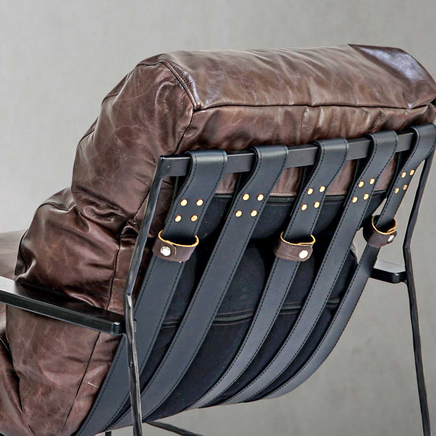 Hand-Forged Metal Leather Armchair - Image 7
