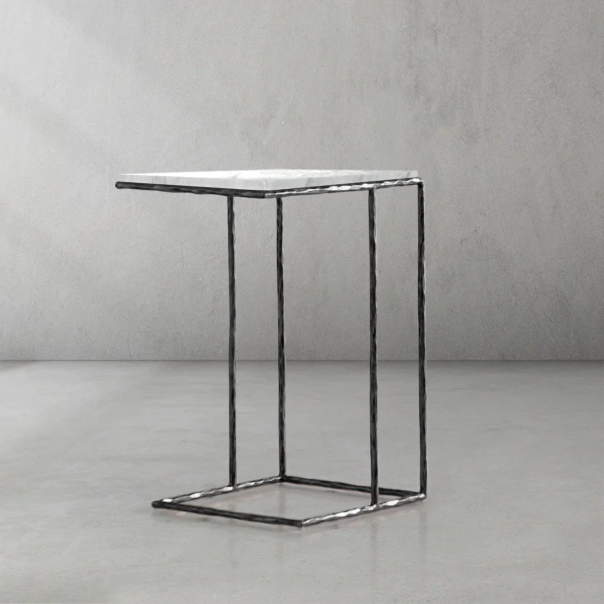 Hand-Forged Metal Mable C-Shaped Side Table - Image 5