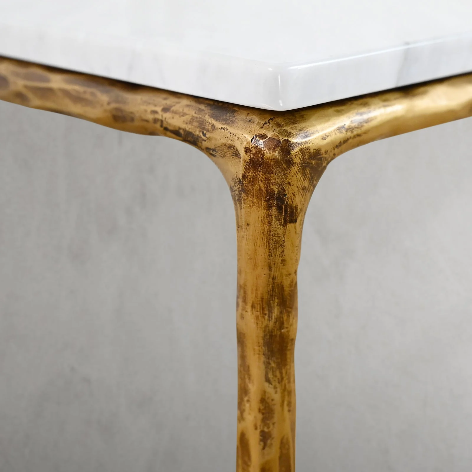 Hand-Forged Metal Mabrble Square Side Table 18" 22" Overhang O - Image 10