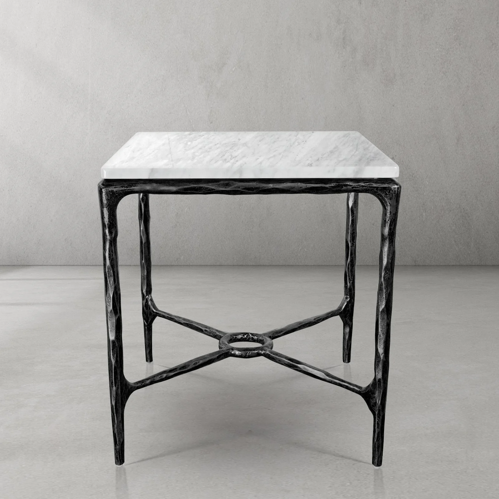 Hand-Forged Metal Mabrble Square Side Table 18" 22" Overhang O - Image 20