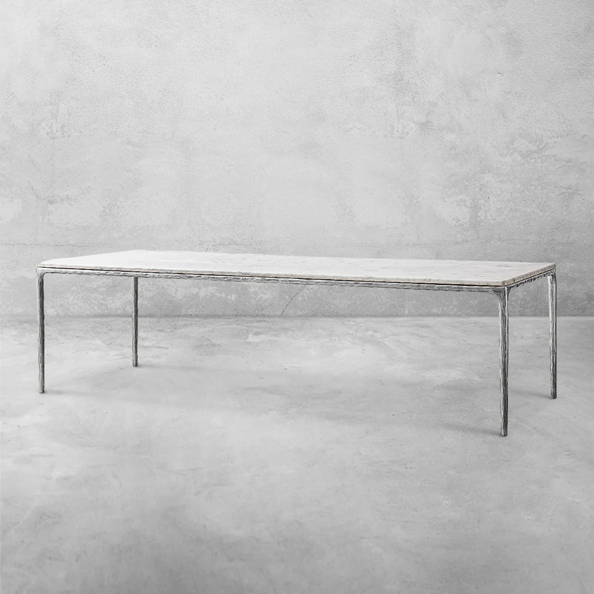 Hand-Forged Metal Marble Rectangular Dining Table - Image 11