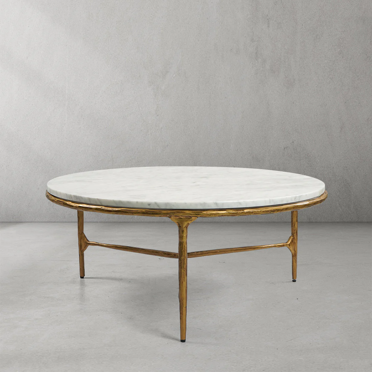 Hand-Forged Metal Marble Round Coffee Table 3 Legs 35" - Image 12