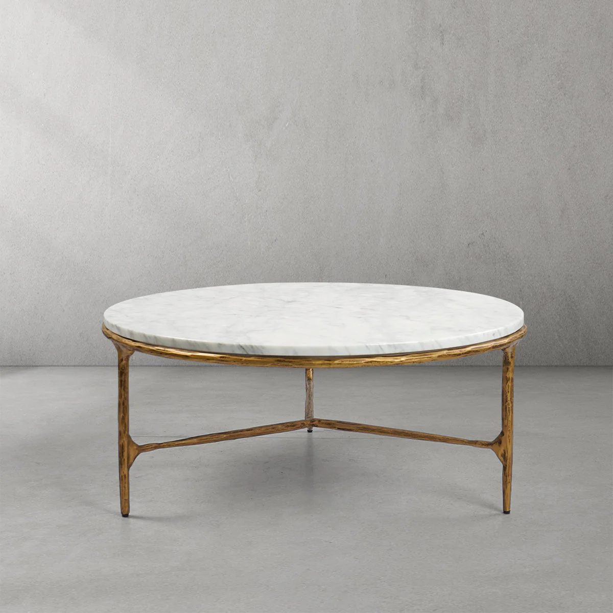 Hand-Forged Metal Marble Round Coffee Table 3 Legs 35" - Image 16