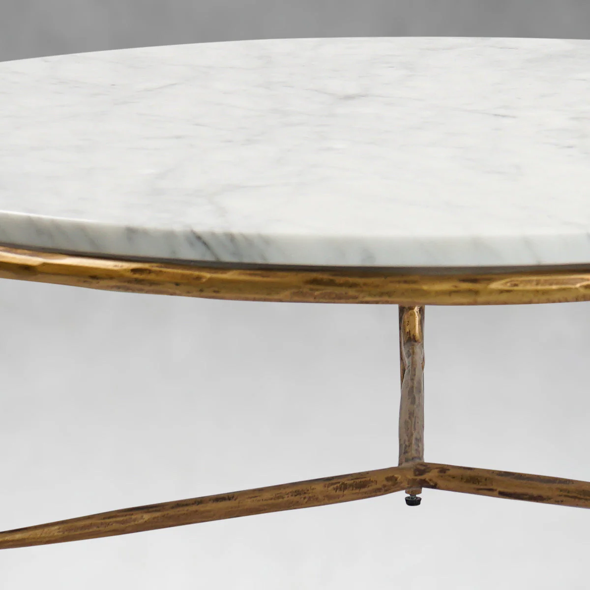 Hand-Forged Metal Marble Round Coffee Table 3 Legs 35" - Image 7