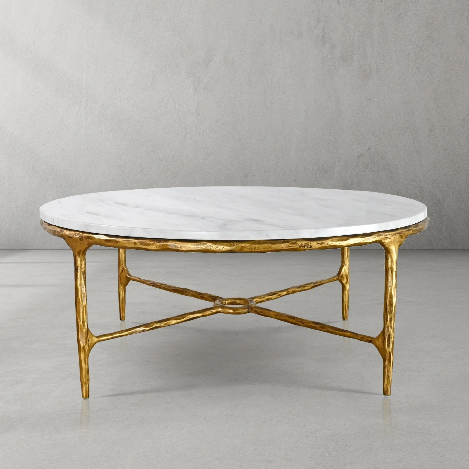 Hand-Forged Metal Marble Round Coffee Table 36" 55" - Image 47