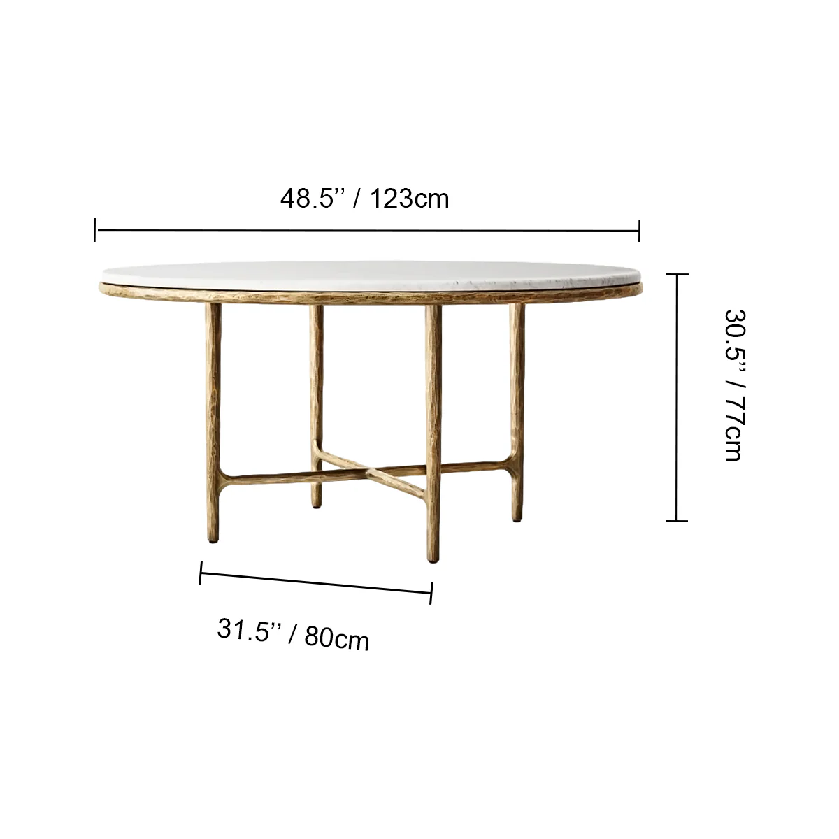 Hand-Forged Metal Marble Round Dining Table - Image 4
