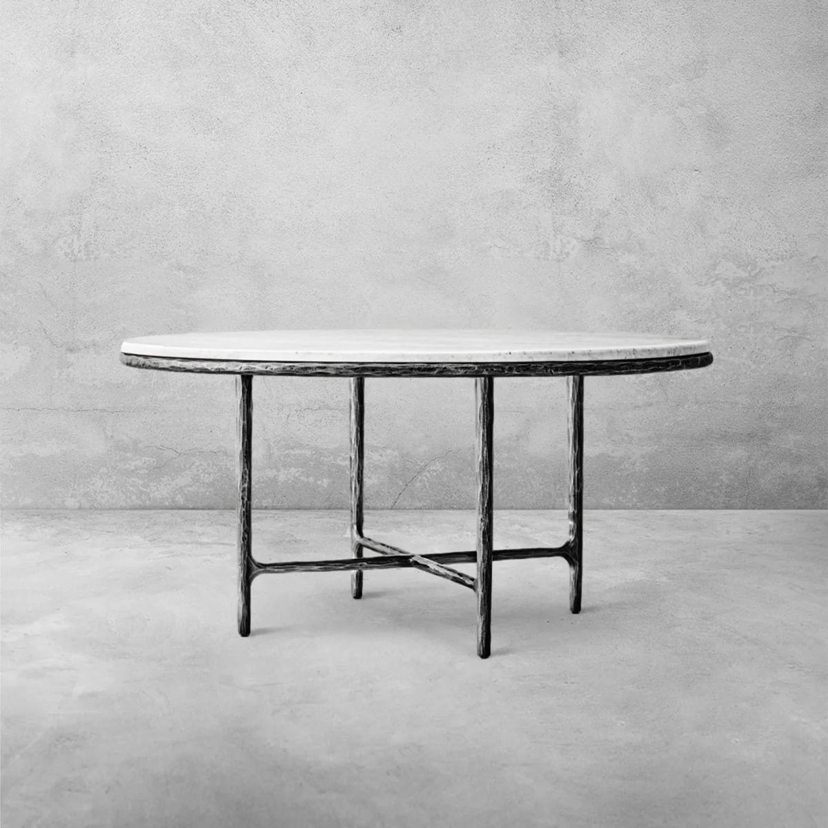 Hand-Forged Metal Marble Round Dining Table - Image 7