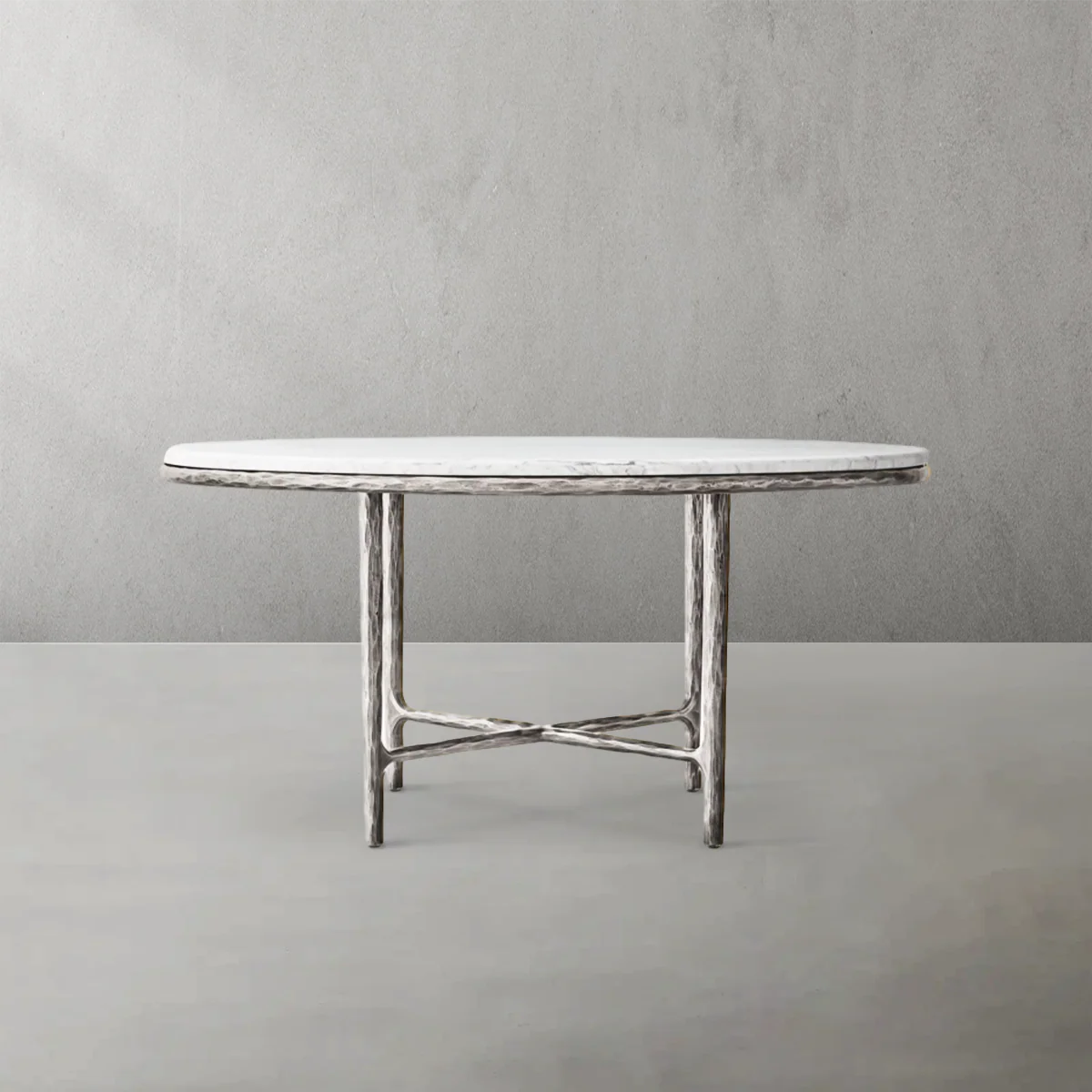 Hand-Forged Metal Marble Round Dining Table - Image 9