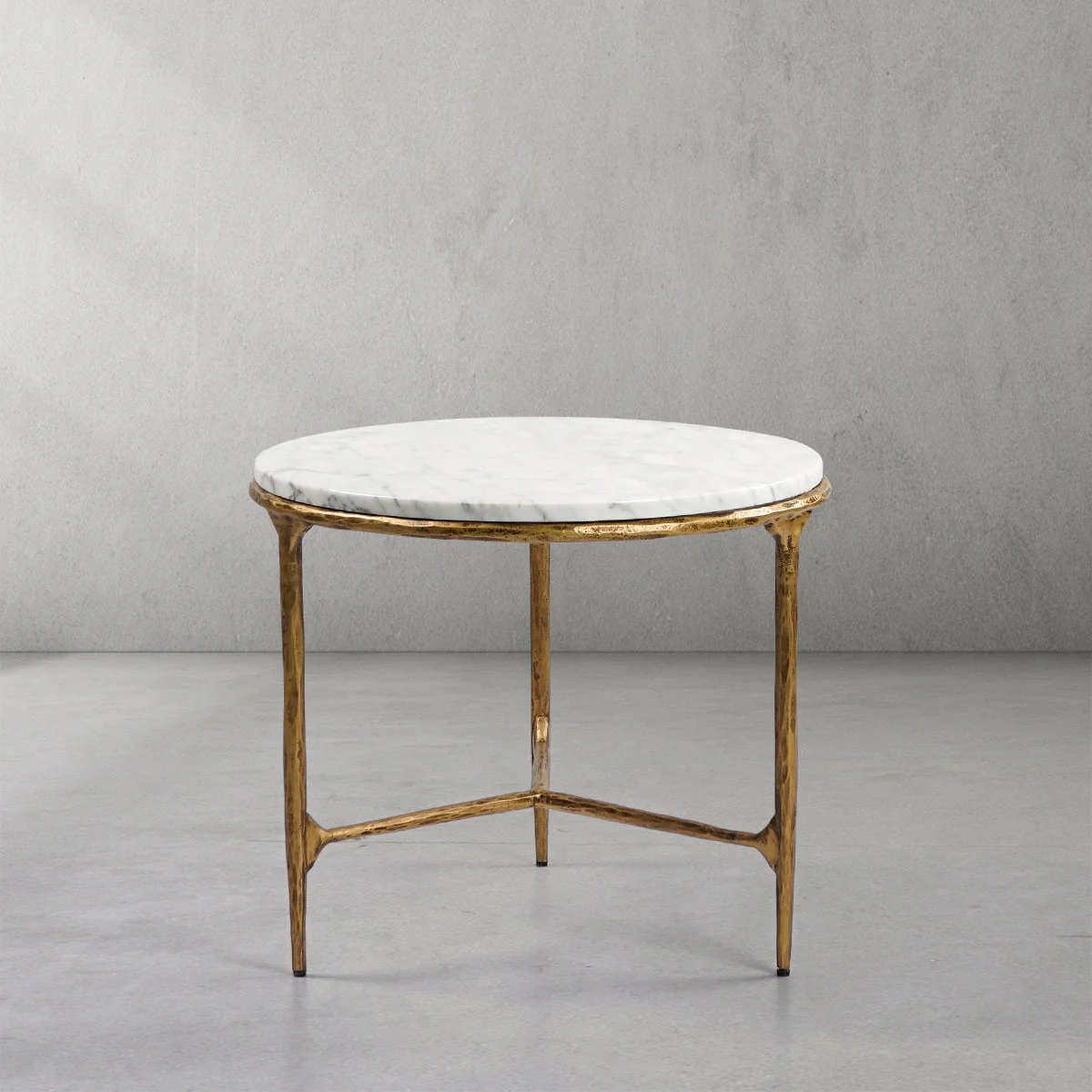 Hand-Forged Metal Marble Round Side Table 3 Leg 24"D - Image 2