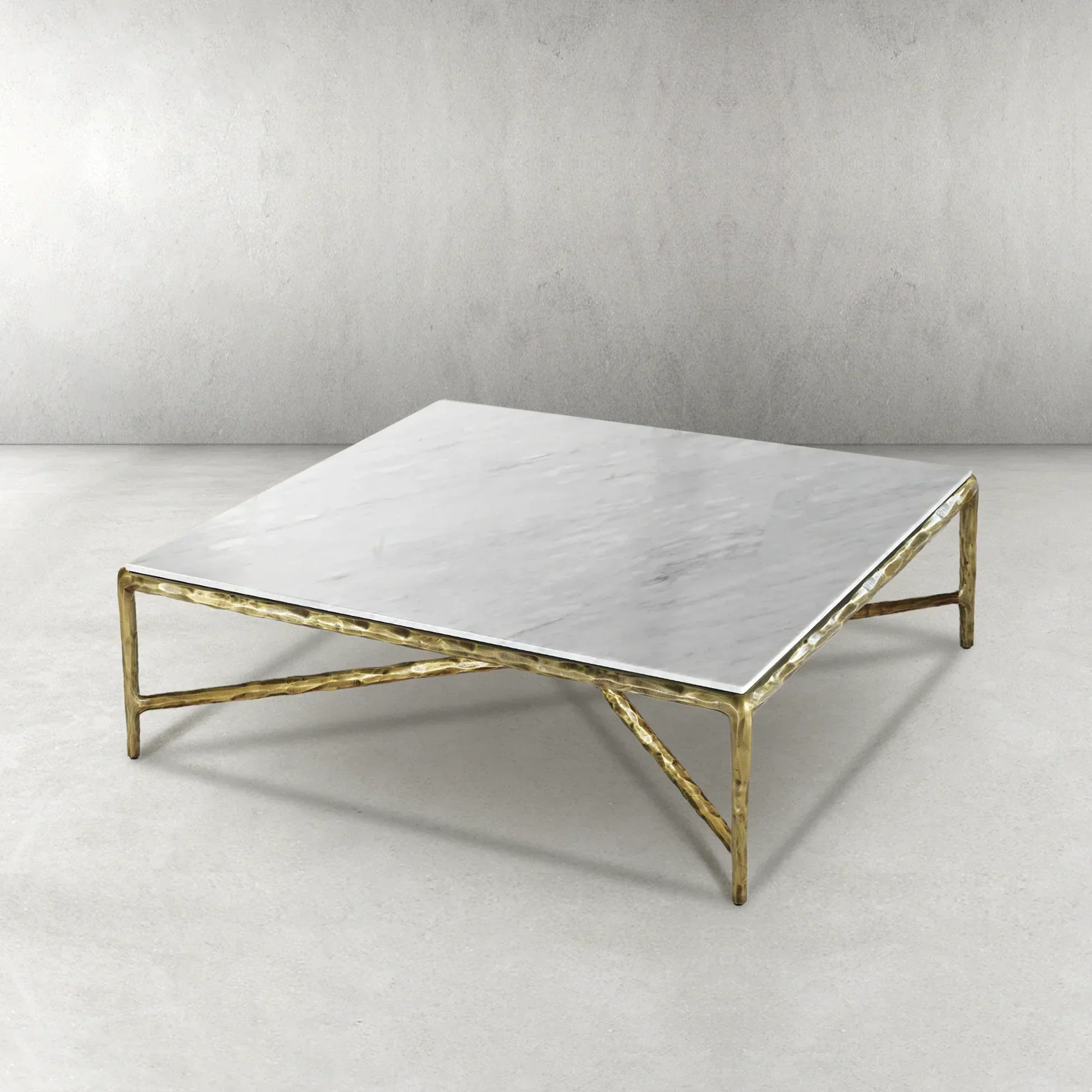 Hand-Forged Metal Marble Square Coffee Table 36" 48" 60"