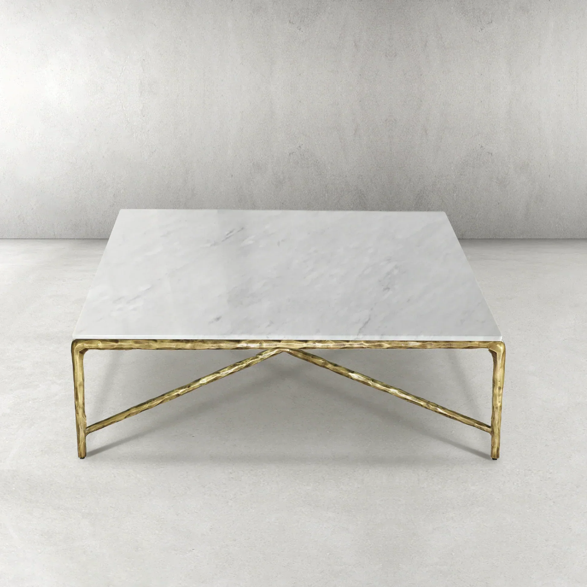 Hand-Forged Metal Marble Square Coffee Table 36" 48" 60" - Image 4