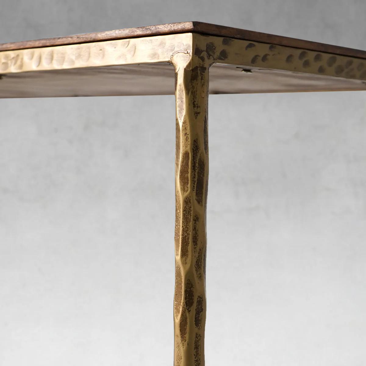 Hand-Forged Metal Metal Frame Elm Wood Console Table - Image 6