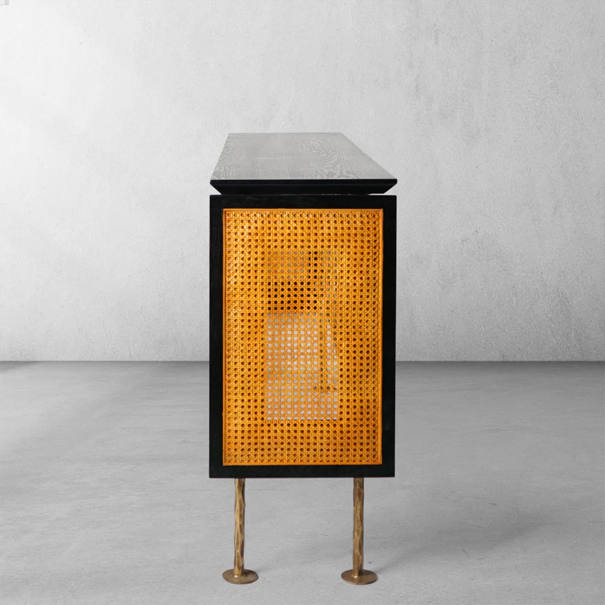 Hand-Forged Metal Metal Frame Rattan Console Table - Image 8