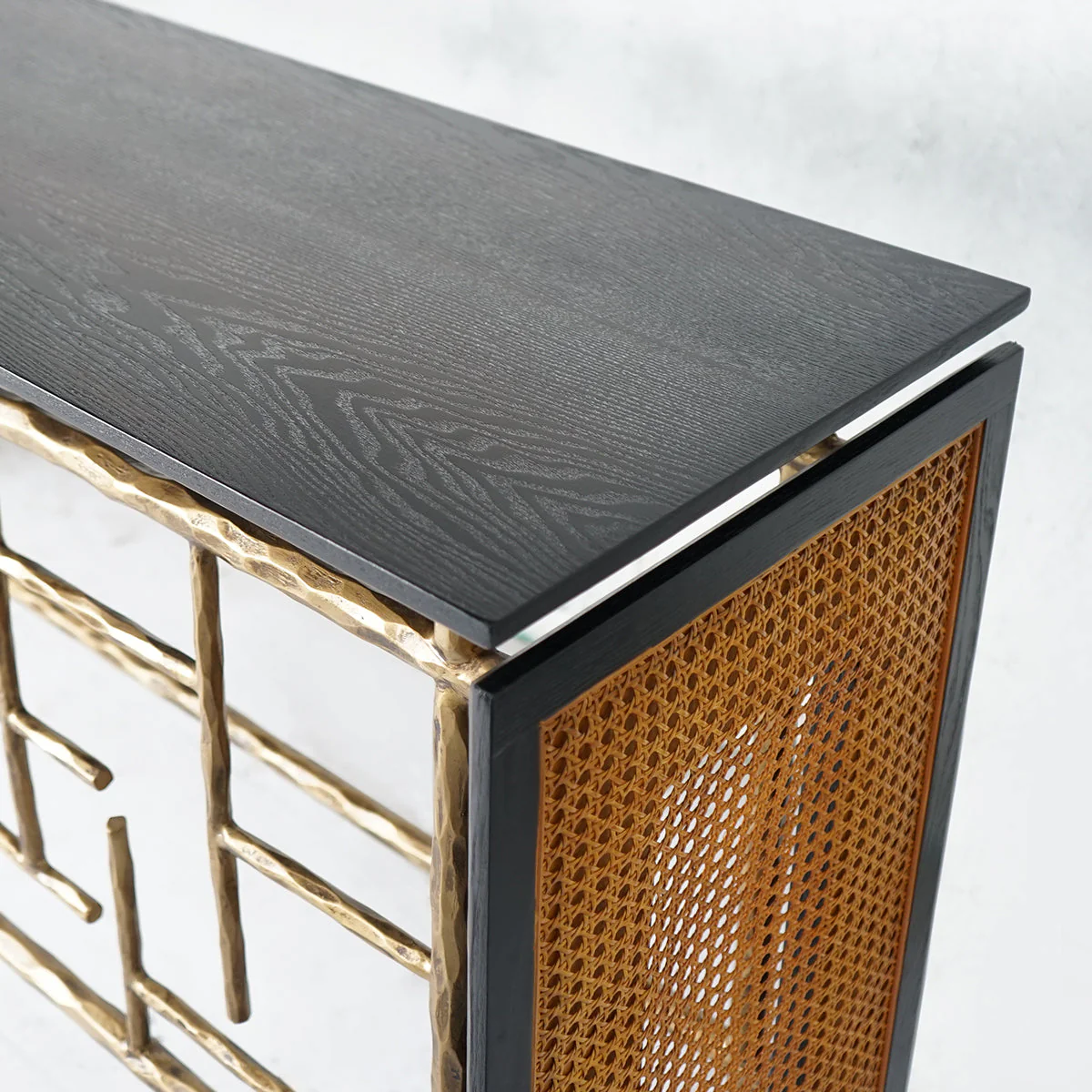 Hand-Forged Metal Metal Frame Rattan Console Table - Image 9
