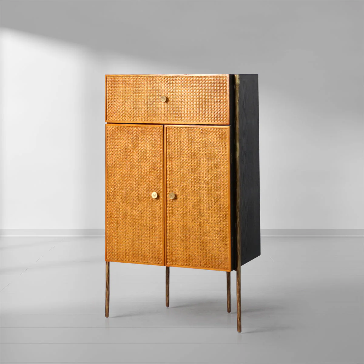 Hand-Forged Metal Metal Frame Rattan Side Cabinet - Image 11