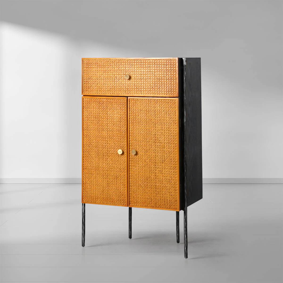 Hand-Forged Metal Metal Frame Rattan Side Cabinet - Image 12
