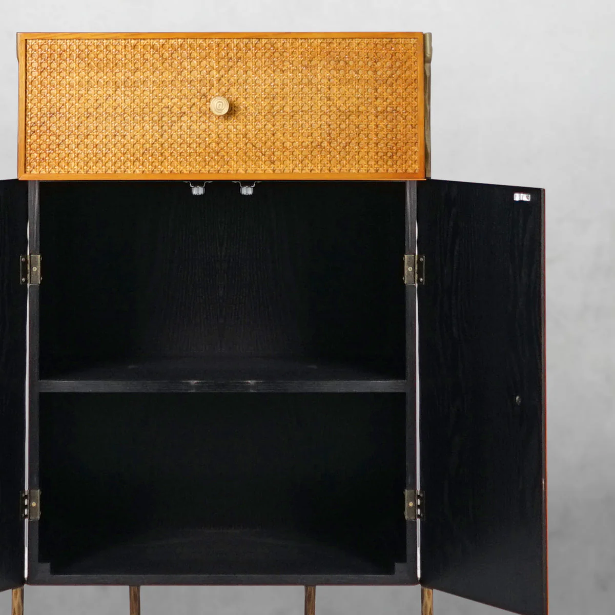Hand-Forged Metal Metal Frame Rattan Side Cabinet - Image 5