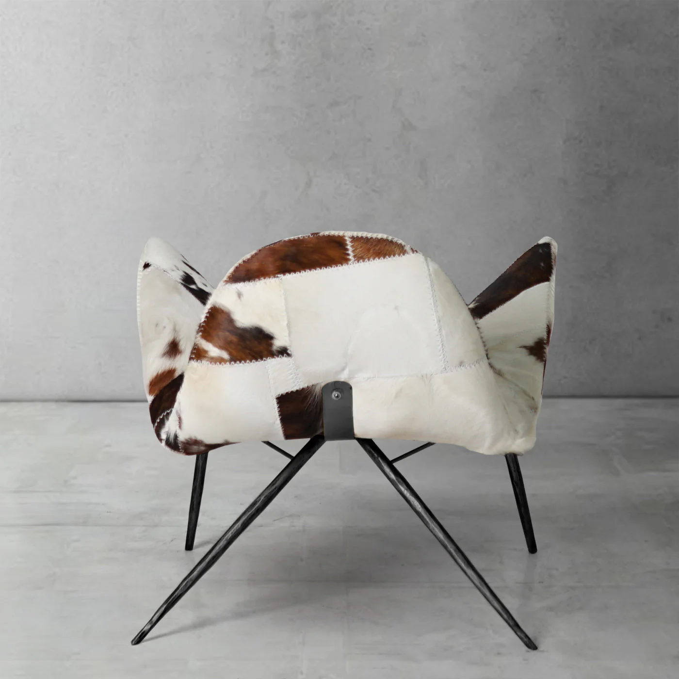 Hand-Forged Metal Milk Coffee Fur Lounge Chair - Image 10