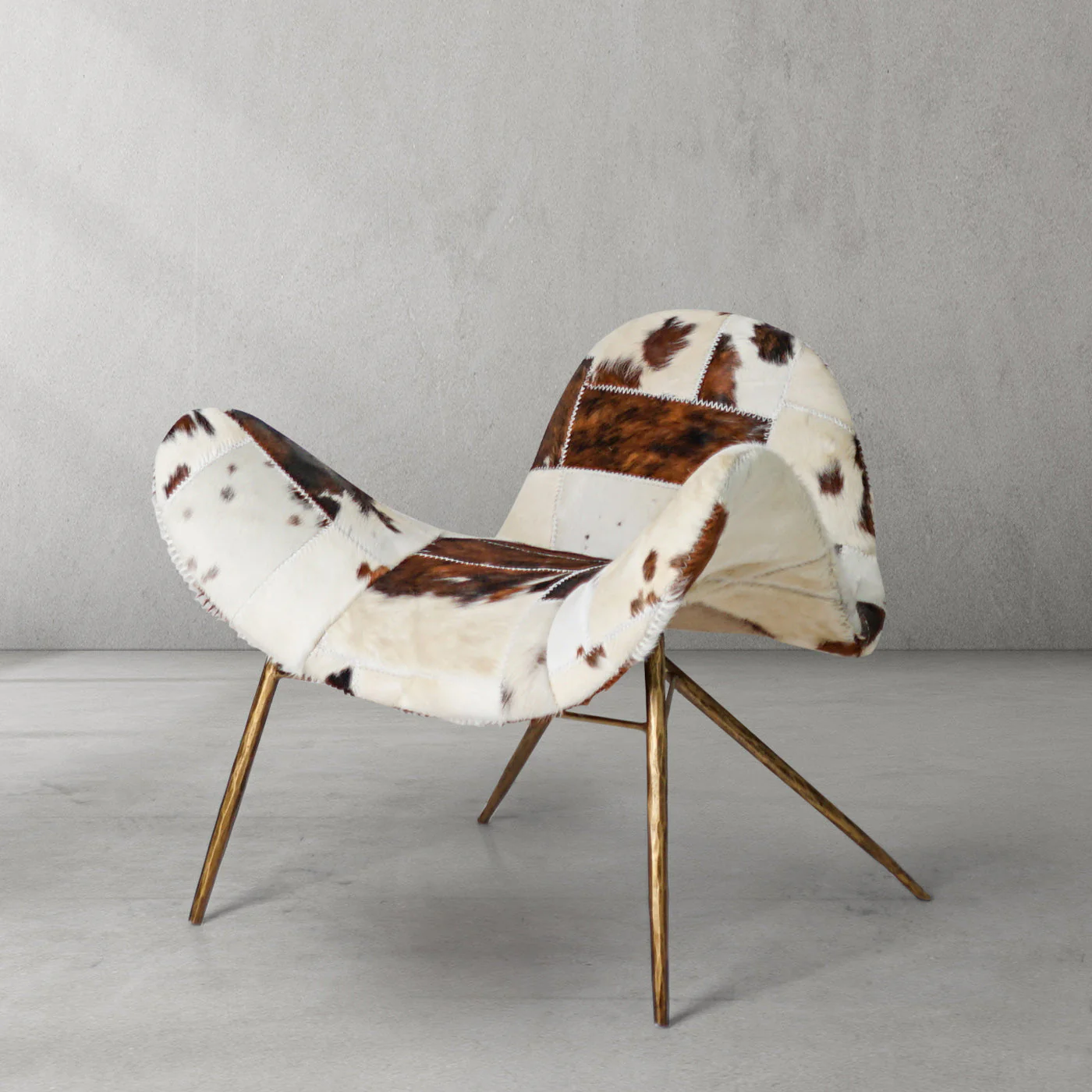 Hand-Forged Metal Milk Coffee Fur Lounge Chair - Image 16