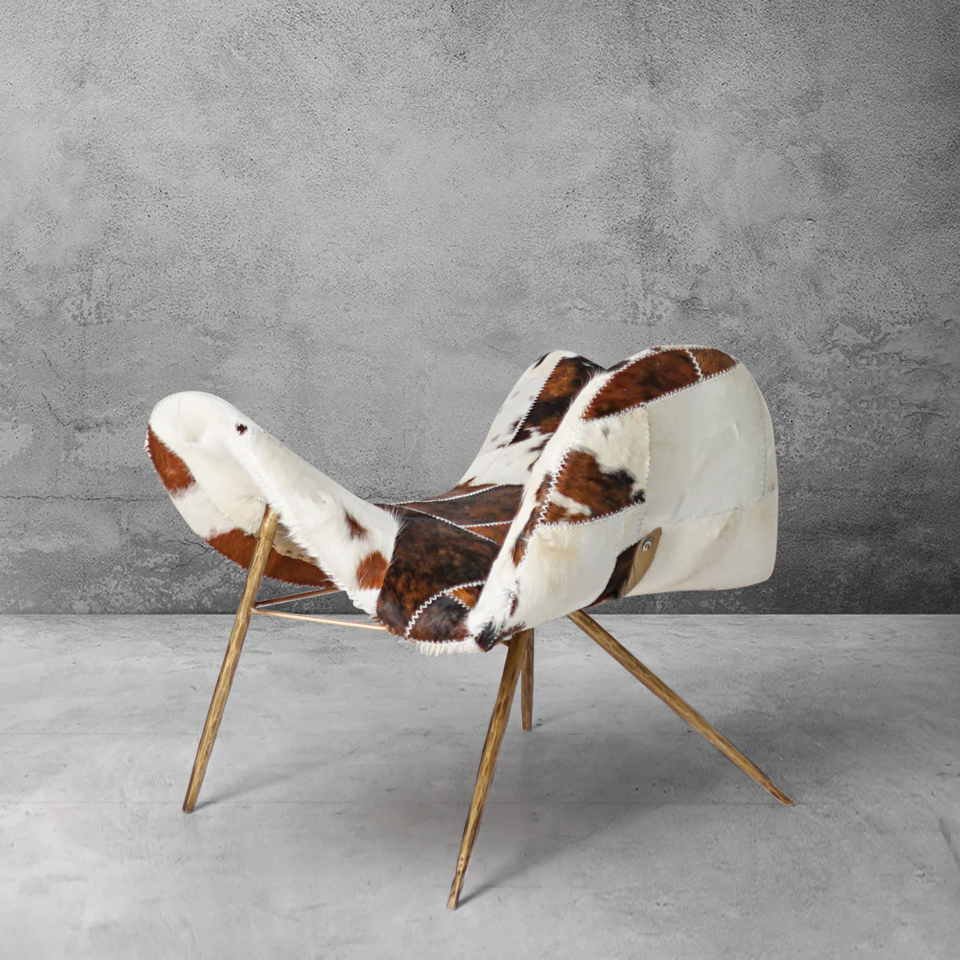 Hand-Forged Metal Milk Coffee Fur Lounge Chair - Image 3