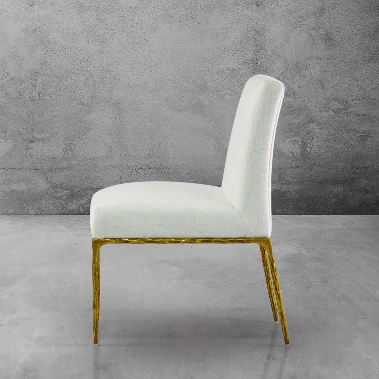 Hand-Forged Metal Minimalist Fabric Dining Chair - Image 4