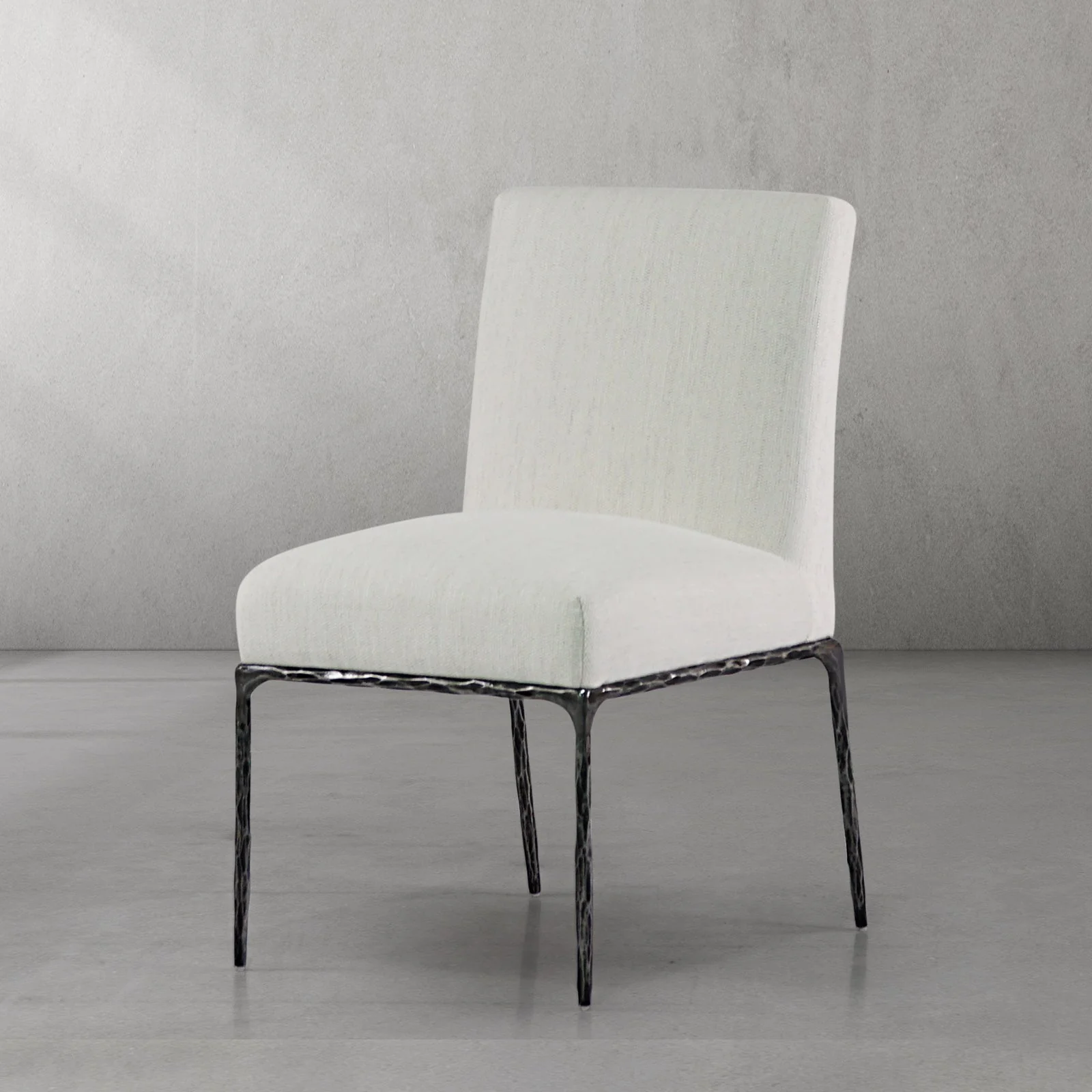 Hand-Forged Metal Minimalist Fabric Dining Chair - Image 44