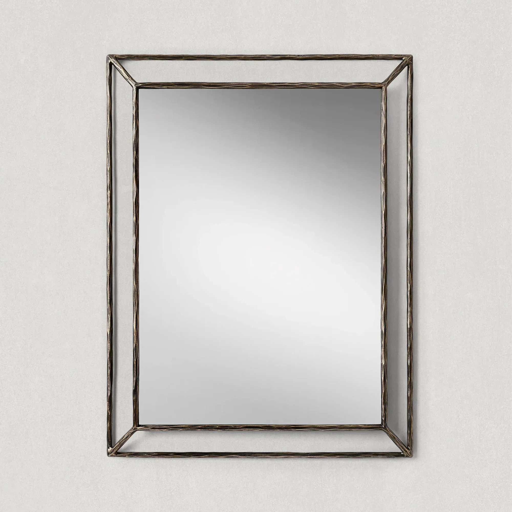 Hand-Forged Metal Open Beveled Mirror - Image 4