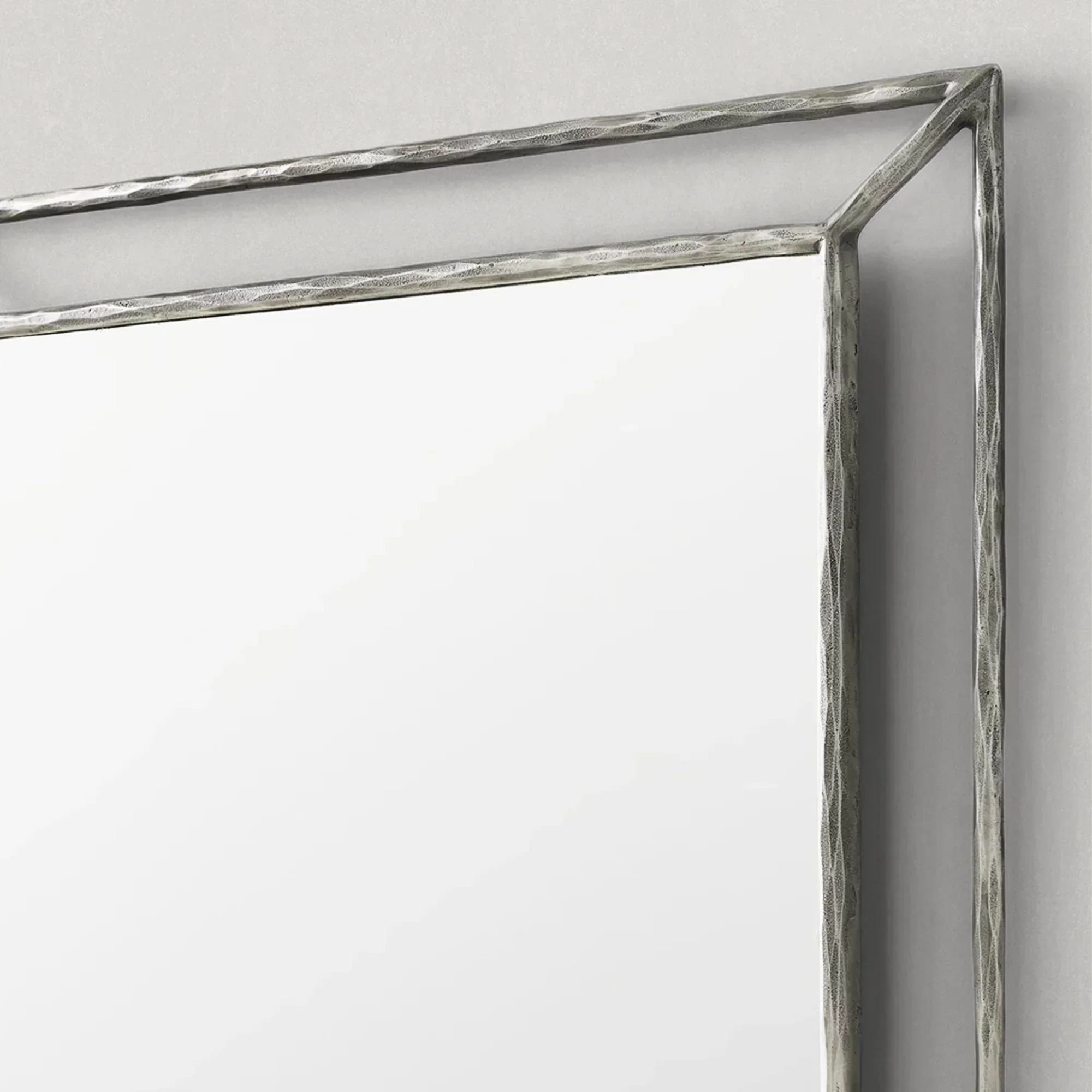 Hand-Forged Metal Open Beveled Mirror - Image 8
