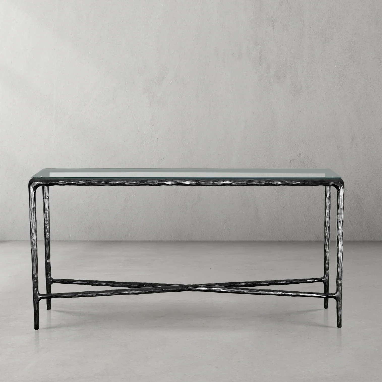 Hand-Forged Metal Rectangle Glass Console Table 60" 72" - Image 10