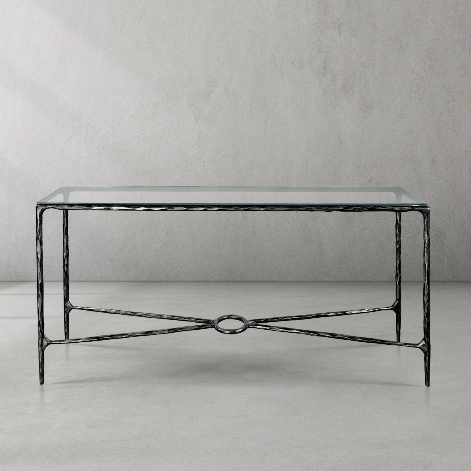 Hand-Forged Metal Rectangle Glass Console Table 60" 72" - Image 11