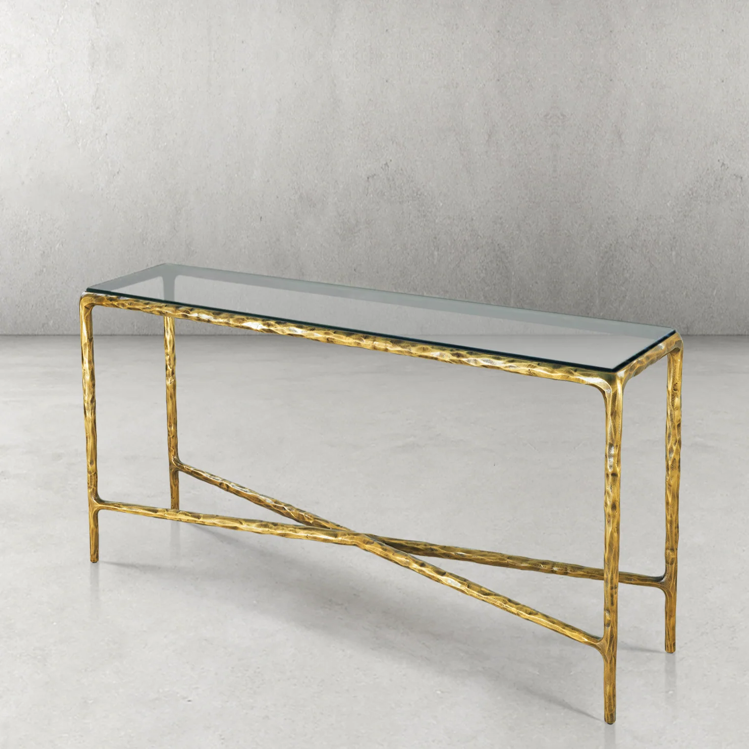Hand-Forged Metal Rectangle Glass Console Table 60" 72" - Image 18