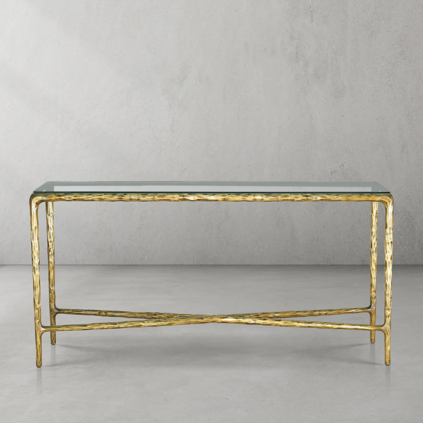 Hand-Forged Metal Rectangle Glass Console Table 60" 72" - Image 8